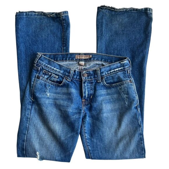 Abercrombie Fitch Women’s Madison Flare Distressed Embellished Blue Jeans Sz 4R - Picture 3 of 13